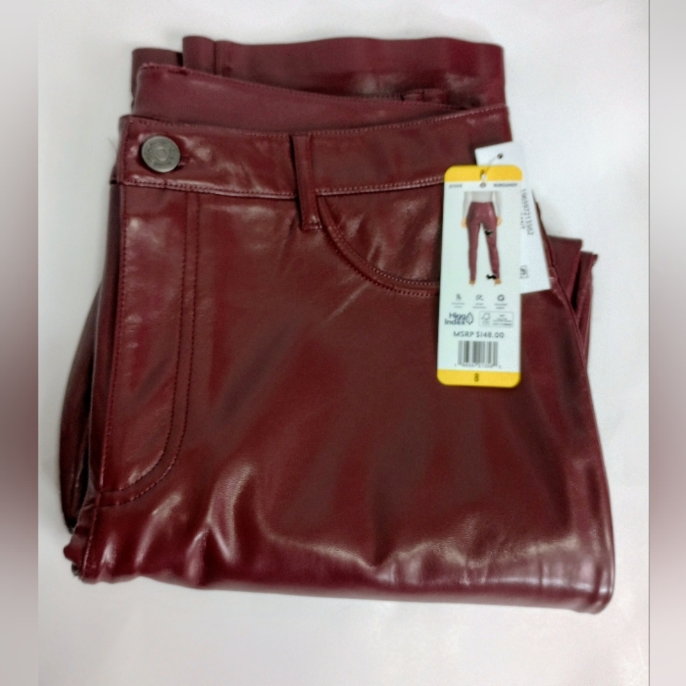 NWT Women's Joie Pant faux leather burgundy pants, size 8 - Picture 6 of 10